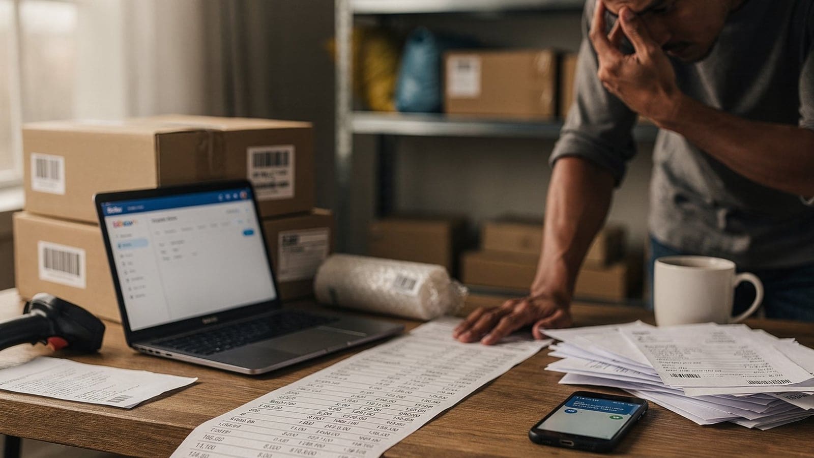 Online seller reviewing eBay fees and marketplace costs